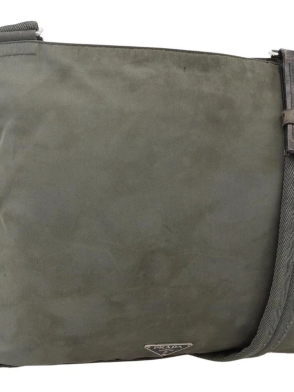 PRADA Shoulder Bag Nylon Gray Silver Auth 175700